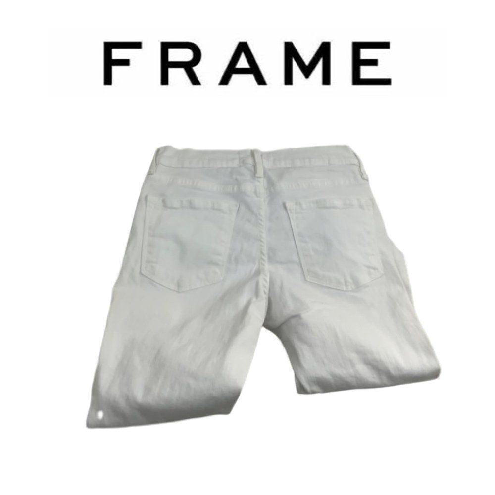 Frame White Distressed Skinny Jeans. Sz 26